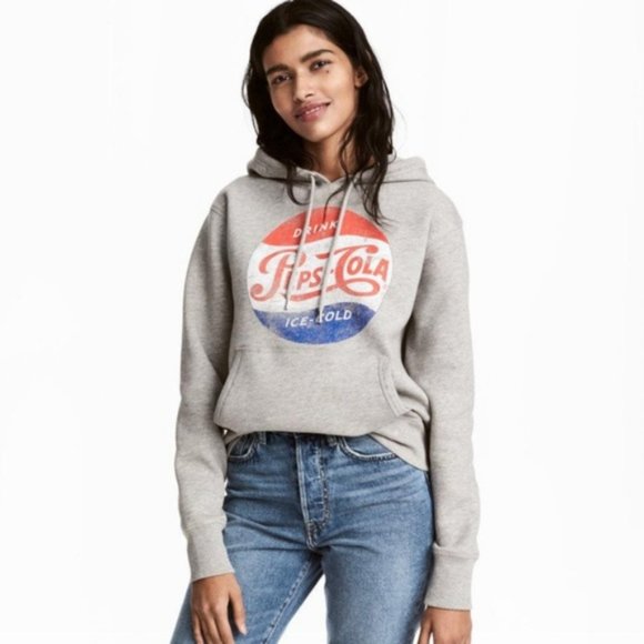 H&M Sweaters - H&M PEPSI-COLA GRAY HOODIE SWEATER SMALL